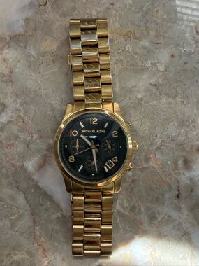 Michael Kors Gold and Black Stainless Steel Chronograph Watch